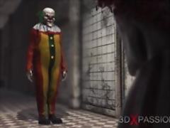 Evil clown fucks a horny schoolgirl in an abandoned hospital