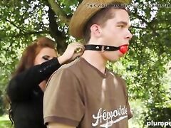 Submissive Gardener Handled by Two Sadistic Bitches