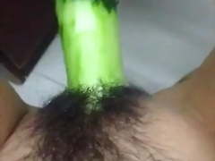 Horney Chinese student shape cucumber as cock and fuck herse